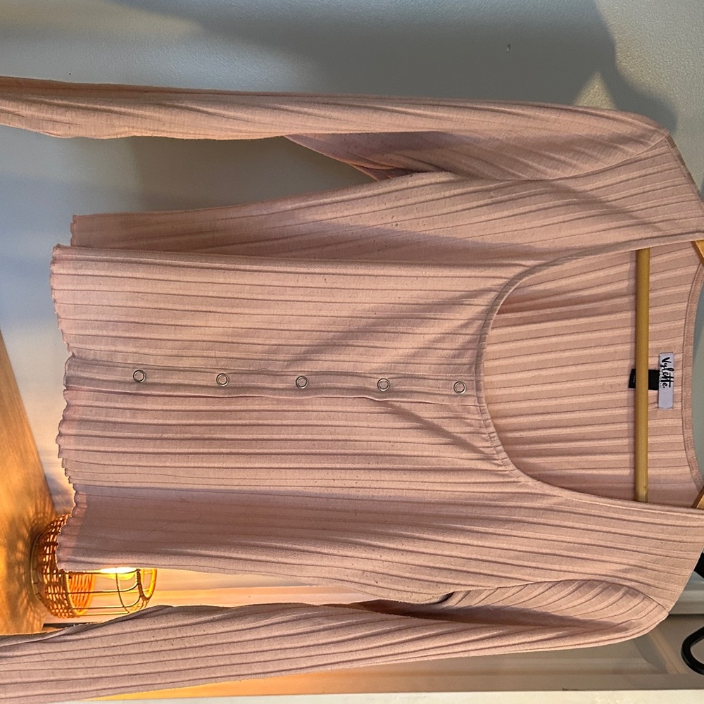 Pink Ribbed Button-Up Top - Picture 7 of 7